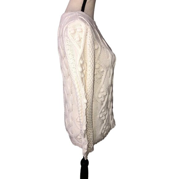 Coldwater Creek Womens Size XS Cable Knit Sweater Ivory Off White Cotton Blend - Picture 2 of 8